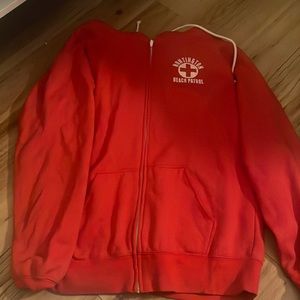 Red Huntington beach lifeguard zip up hoodie size large